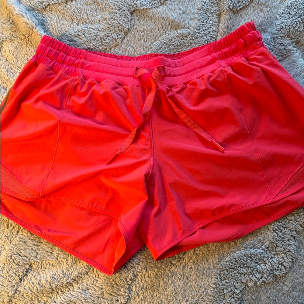 lululemon athletica Coral-Red Athletic Drawstring Shorts
